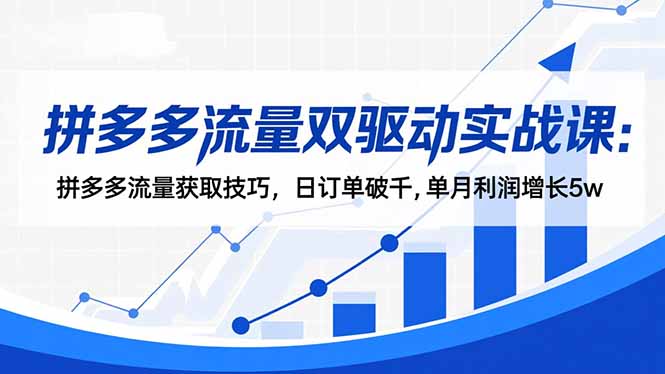 拼多多流量双驱动实战课：拼多多流量获取技巧，日订单破千,单月利润增长5w-摇钱树